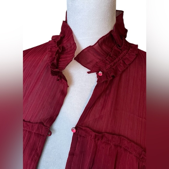 IRO Red Mandarin Collar Tiered Dress - Picture 8 of 11